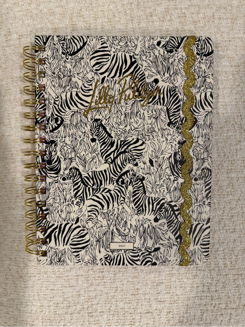 Lilly Pulitzer Black & White Zebra Large Planner Agenda w Gold Accents 2027 NEW